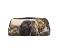 NBSKSDLK Tropical African Elephant Makeup Bag for Women Men Pencil Pouch Travel Small Cosmetic Bag Zippered Toiletry Bags Aesthetic Pen Bags Trendy Storage Bags Leather Coin Pouch Purse, Silver, One