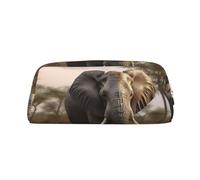 NBSKSDLK Tropical African Elephant Makeup Bag for Women Men Pencil Pouch Travel Small Cosmetic Bag Zippered Toiletry Bags Aesthetic Pen Bags Trendy Storage Bags Leather Coin Pouch Purse, Gold, One
