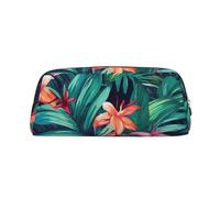 NBSKSDLK Tropical Floral Leaves Makeup Bag for Women Men Pencil Pouch Travel Small Cosmetic Bag Zippered Toiletry Bags Aesthetic Pen Bags Trendy Storage Bags Leather Coin Pouch Purse, Gold, One Size