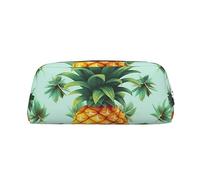 NBSKSDLK Tropical Fruit Pineapple Makeup Bag for Women Men Pencil Pouch Travel Small Cosmetic Bag Zippered Toiletry Bags Aesthetic Pen Bags Trendy Storage Bags Leather Coin Pouch Purse, Silver, One