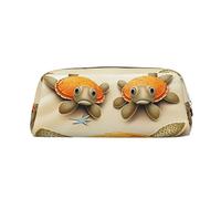 NBSKSDLK Turtle starfish Makeup Bag for Women Men Pencil Pouch Travel Small Cosmetic Bag Zippered Toiletry Bags Aesthetic Pen Bags Trendy Storage Bags Leather Coin Pouch Purse, Gold, One size