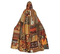 NBSKSDLK Unisex Cosplay Cloak Robe Costume Halloween Long Hooded Uniform African Textile Patchwork Renaissance Cape