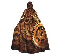 NBSKSDLK Unisex Cosplay Cloak Robe Costume Halloween Long Hooded Uniform Cool Steampunk Gears Renaissance Cape