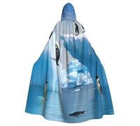 NBSKSDLK Unisex Cosplay Cloak Robe Costume Halloween Long Hooded Uniform Penguins On The Iceberg Renaissance Cape