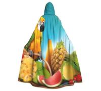 NBSKSDLK Unisex Cosplay Cloak Robe Costume Halloween Long Hooded Uniform Summer Parrot Pineapple Birds Renaissance Cape