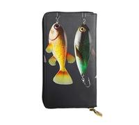 NBSKSDLK Various Type of Fishing Baits Leather Wallet RFID Blocking Credit Card Case Large Capacity Money Organizer with Zipper Pocket - Slim Minimalist Cash Wallet for Men Women Phone Clutch Gift