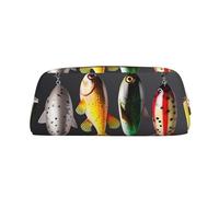 NBSKSDLK Various Type of Fishing Baits Makeup Bag for Women Men Pencil Pouch Travel Small Cosmetic Bag Zippered Toiletry Bags Aesthetic Pen Bags Trendy Storage Bags Leather Coin Pouch Purse, Gold, One