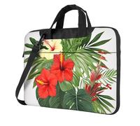 NBSKSDLK Vegetation Leaves with Hibiscus Flowers Laptop Bag, Computer Briefcase Gifts for Men Women, Black, 13 inch