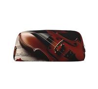 NBSKSDLK Violin Sheet Music Makeup Bag for Women Men Pencil Pouch Travel Small Cosmetic Bag Zippered Toiletry Bags Aesthetic Pen Bags Trendy Storage Bags Leather Coin Pouch Purse, Silver, One Size