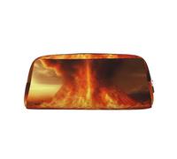 NBSKSDLK Volcano Makeup Bag for Women Men Pencil Pouch Travel Small Cosmetic Bag Zippered Toiletry Bags Aesthetic Pen Bags Trendy Storage Bags Leather Coin Pouch Purse, Silver, One Size