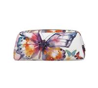 NBSKSDLK Watercolor butterfly Makeup Bag for Women Men Pencil Pouch Travel Small Cosmetic Bag Zippered Toiletry Bags Aesthetic Pen Bags Trendy Storage Bags Leather Coin Pouch Purse, Gold, One size