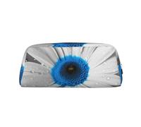 NBSKSDLK White Blue Daisy Makeup Bag for Women Men Pencil Pouch Travel Small Cosmetic Bag Zippered Toiletry Bags Aesthetic Pen Bags Trendy Storage Bags Leather Coin Pouch Purse, Silver, One Size