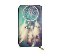 NBSKSDLK White Dream Catcher Feather Leather Wallet RFID Blocking Credit Card Case Large Capacity Money Organizer with Zipper Pocket - Slim Minimalist Cash Wallet for Men Women Phone Clutch Gift