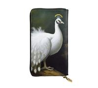 NBSKSDLK White Peacock Leather Wallet RFID Blocking Credit Card Case Large Capacity Money Organizer with Zipper Pocket - Slim Minimalist Cash Wallet for Men Women Phone Clutch Gift