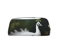 NBSKSDLK White Peacock Makeup Bag for Women Men Pencil Pouch Travel Small Cosmetic Bag Zippered Toiletry Bags Aesthetic Pen Bags Trendy Storage Bags Leather Coin Pouch Purse, Gold, One Size