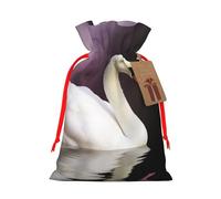 NBSKSDLK White Swan Christmas Gift Bags with Tags & Ribbon Ties, Personalized Santa Sack Xmas Treat Pouch Party Favor Bags Drawstring Christmas Sacks for Holiday Presents Storage Medium