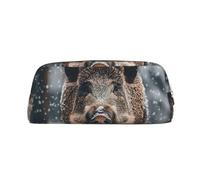 NBSKSDLK Wild Boar Makeup Bag for Women Men Pencil Pouch Travel Small Cosmetic Bag Zippered Toiletry Bags Aesthetic Pen Bags Trendy Storage Bags Leather Coin Pouch Purse, Gold, One Size