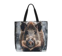 NBSKSDLK Wild Boar Tote Bag Travel Large Shoulder Bag with Zipper Gifts for Women Casual Tote's Handbags Waterproof Beach Bags Lightweight Work Laptop Bag Reusable Grocery Bag
