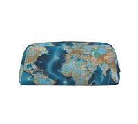 NBSKSDLK World Map Makeup Bag for Women Men Pencil Pouch Travel Small Cosmetic Bag Zippered Toiletry Bags Aesthetic Pen Bags Trendy Storage Bags Leather Coin Pouch Purse, Silver, One Size