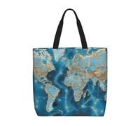 NBSKSDLK World Map Tote Bag Travel Large Shoulder Bag with Zipper Gifts for Women Casual Tote's Handbags Waterproof Beach Bags Lightweight Work Laptop Bag Reusable Grocery Bag