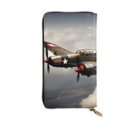 NBSKSDLK World War 2 Aircraft Airplane Leather Wallet RFID Blocking Credit Card Case Large Capacity Money Organizer with Zipper Pocket - Slim Minimalist Cash Wallet for Men Women Phone Clutch Gift