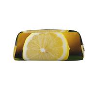 NBSKSDLK Yellow Lemon Makeup Bag for Women Men Pencil Pouch Travel Small Cosmetic Bag Zippered Toiletry Bags Aesthetic Pen Bags Trendy Storage Bags Leather Coin Pouch Purse, Gold, One Size