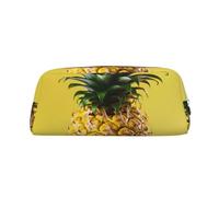 NBSKSDLK Yellow Pineapple Makeup Bag for Women Men Pencil Pouch Travel Small Cosmetic Bag Zippered Toiletry Bags Aesthetic Pen Bags Trendy Storage Bags Leather Coin Pouch Purse, Silver, One size