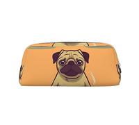 NBSKSDLK Yoga pug Makeup Bag for Women Men Pencil Pouch Travel Small Cosmetic Bag Zippered Toiletry Bags Aesthetic Pen Bags Leather Coin Pouch Purse, Silver, One Size
