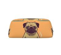 NBSKSDLK Yoga pug Makeup Bag for Women Men Pencil Pouch Travel Small Cosmetic Bag Zippered Toiletry Bags Aesthetic Pen Bags Leather Coin Pouch Purse, Gold, One Size