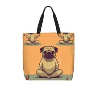 NBSKSDLK Yoga pug Tote Bag Travel Large Shoulder Bag with Zipper Gifts for Women Casual Tote's Handbags Waterproof Beach Bags Lightweight Work Laptop Bag Reusable Grocery Bag