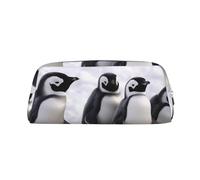 NBSKSDLK Young Penguins With Snow Makeup Bag for Women Men Pencil Pouch Travel Small Cosmetic Bag Zippered Toiletry Bags Aesthetic Pen Bags Trendy Storage Bags Leather Coin Pouch Purse, Silver, One
