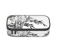 NBSNGSLS Bamboo Tree Image Chinese Calligraphy Print Pencil Case Stylish Print Pencil Case - Organize Your Stationery with Elegance
