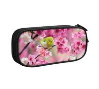 NBSNGSLS Bird in Peach Tree Print Pencil Case Stylish Print Pencil Case - Organize Your Stationery with Elegance
