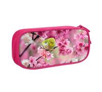 NBSNGSLS Bird in Peach Tree Print Pencil Case Stylish Print Pencil Case - Organize Your Stationery with Elegance