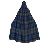NBSNGSLS Blue And Green Scottish Tartan Print Hooded Cloak Costume Cloak For Men Women Halloween Cosplay