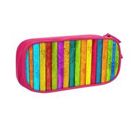 NBSNGSLS Colored Wooden Board Print Pencil Case Stylish Print Pencil Case - Organize Your Stationery with Elegance