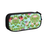 NBSNGSLS Flamingo Love Flowers Print Pencil Case Stylish Print Pencil Case - Organize Your Stationery with Elegance