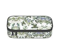 NBSNGSLS Green Eucalyptus Leaves Print Pencil Case Stylish Print Pencil Case - Organize Your Stationery with Elegance