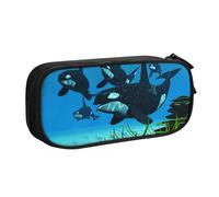 NBSNGSLS Killer Whales Swim Along Print Pencil Case Stylish Print Pencil Case - Organize Your Stationery with Elegance