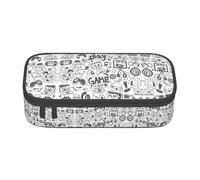 NBSNGSLS Monochrome Sketch Style Gaming Print Pencil Case Stylish Print Pencil Case - Organize Your Stationery with Elegance