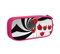 NBSNGSLS Red Flower Vortex Spiral Print Pencil Case Stylish Print Pencil Case - Organize Your Stationery with Elegance