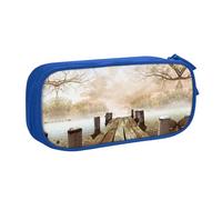 NBSNGSLS Wooden Jetty with Fallen Leaves Print Pencil Case Stylish Print Pencil Case - Organize Your Stationery with Elegance