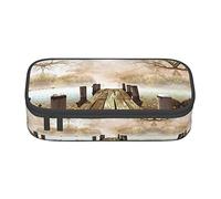 NBSNGSLS Wooden Jetty with Fallen Leaves Print Pencil Case Stylish Print Pencil Case - Organize Your Stationery with Elegance