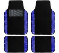 NBTEPEM Blue Bling Car Floor Mats Full Set, Universal Fit Most Cars,SUV, Trucks, 4 pcs Sparkle Glitter Diamond Carpet for Women Girls with Anti-Slip Pad (Blue Diamond)