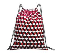 Nbtghga 3d Red Checkered Print Drawstring Bags Gym Bag,Draw String Back Bag For Shopping Sport Yoga Travel,Beach
