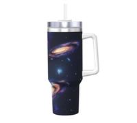 Nbtghga 40oz Galaxy in The Universe Print Ice Bully with Handle and Straw Stainless Steel Vacuum Insulated Cup Straw Lid