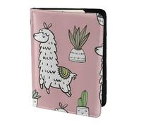 Nbtghga Alpaca and Cactusprint Leather Travel Passport Wallet Blocking Passport Cover Travel Documents Organizer