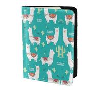 Nbtghga Alpaca Cactusprint Leather Travel Passport Wallet Blocking Passport Cover Travel Documents Organizer