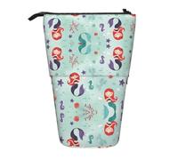 Nbtghga Beautiful Mermaid Print Pencil Telescopic Classic Arts Stand Up Pencil Case Organizer Pencil Holder Makeup Bag Gift