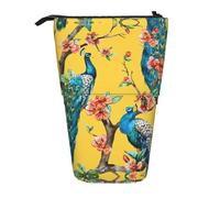 Nbtghga Beautiful Peacock Print Pencil Telescopic Classic Arts Stand Up Pencil Case Organizer Pencil Holder Makeup Bag Gift